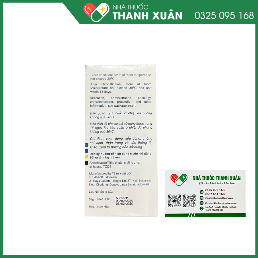 Klacid 125mg/5ml điều trị nhiễm khuẩn hô hấp, nhiễm khuẩn da và mô
